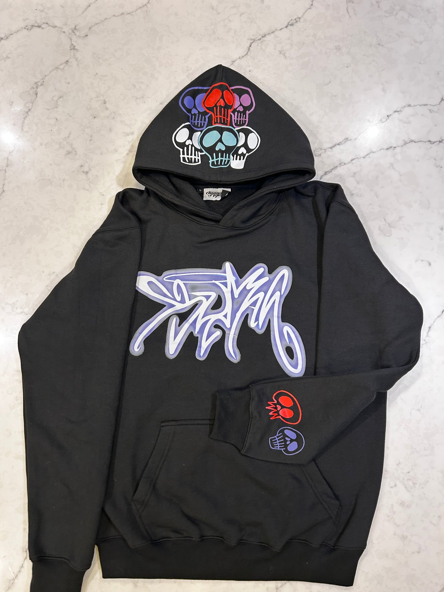 skull hooded graphic hoodie